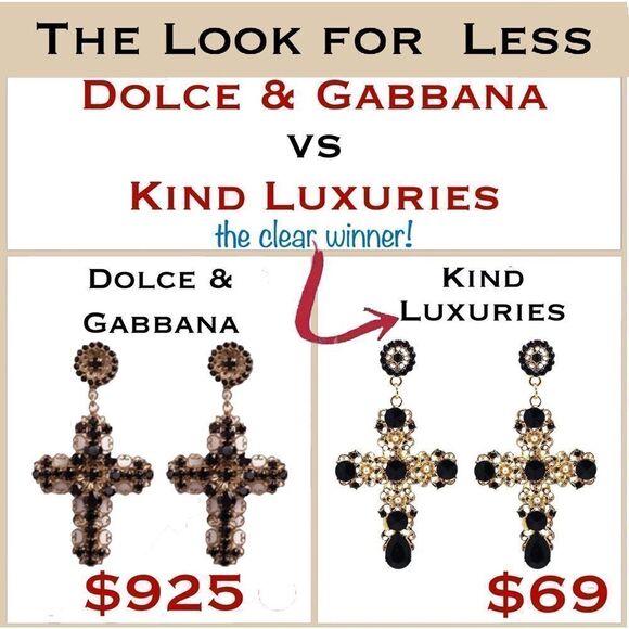 ❤️071❤️ Designer Inspired Black Vintage Cross Earrings - Picture 1 of 16